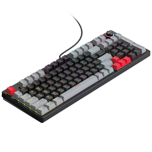 T-WOLF T50 Mechanical Keyboard with RGB Backlit 96 + 1 Keys USB Wired Keyboard  for PC Gaming - Black+Grey - 1