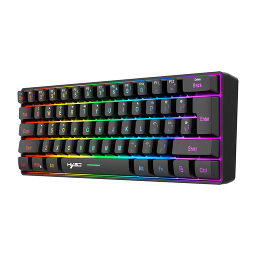 HXSJ L500 61 Keys Gaming Keyboard 2.4G / Bluetooth-compatible / Wired Triple Mode Membrane Keyboard with RGB Backlit - Black - 1