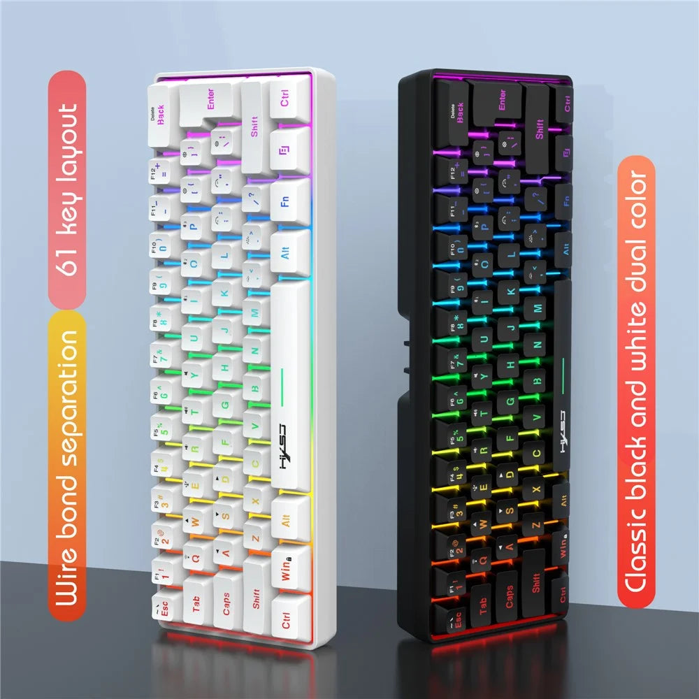 HXSJ L500 61 Keys Gaming Keyboard 2.4G / Bluetooth-compatible / Wired Triple Mode Membrane Keyboard with RGB Backlit - Black - 3