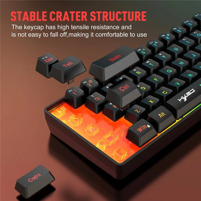 HXSJ L500 61 Keys Gaming Keyboard 2.4G / Bluetooth-compatible / Wired Triple Mode Membrane Keyboard with RGB Backlit - Black - 6