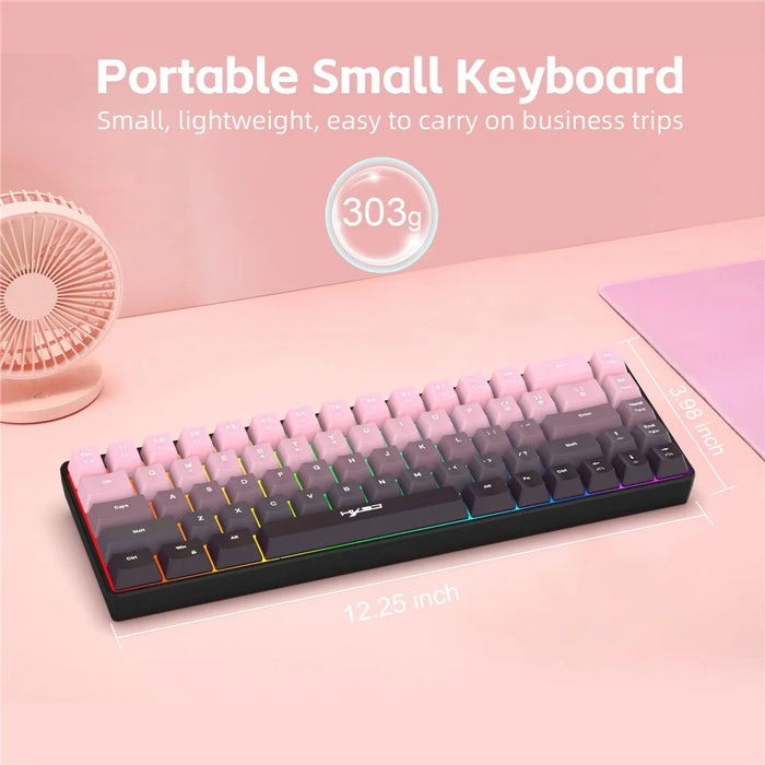 HXSJ V200 Ergonomic 68 Keys Membrane Keyboard RGB Lighting Wired Keyboard for Gaming, 25-Key Rollover - Pink - 6