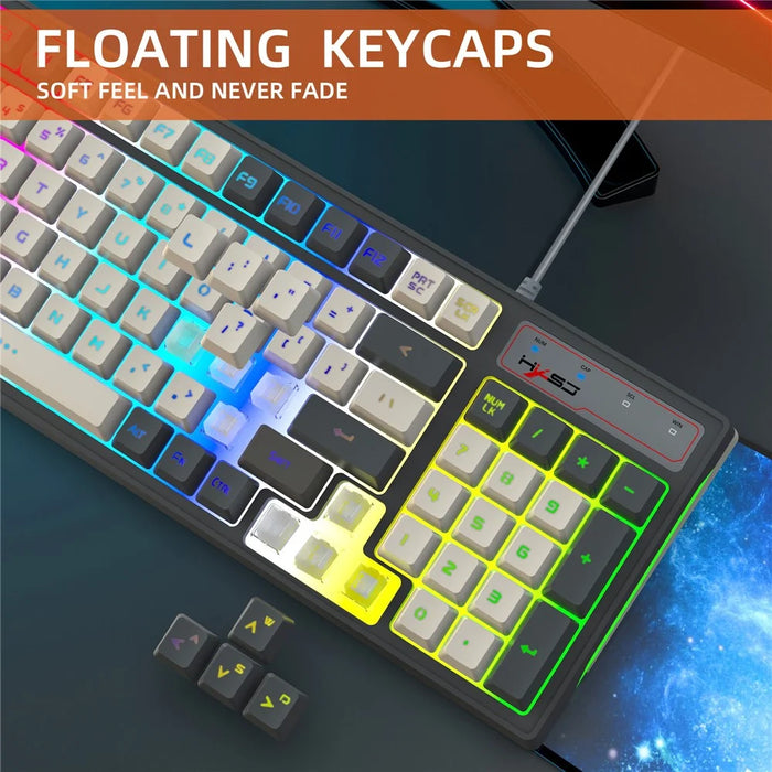 HXSJ V600B For Gaming 96 Keys Wired Keyboard RGB Backlit Mechanical Feel Membrane Keyboard - 6