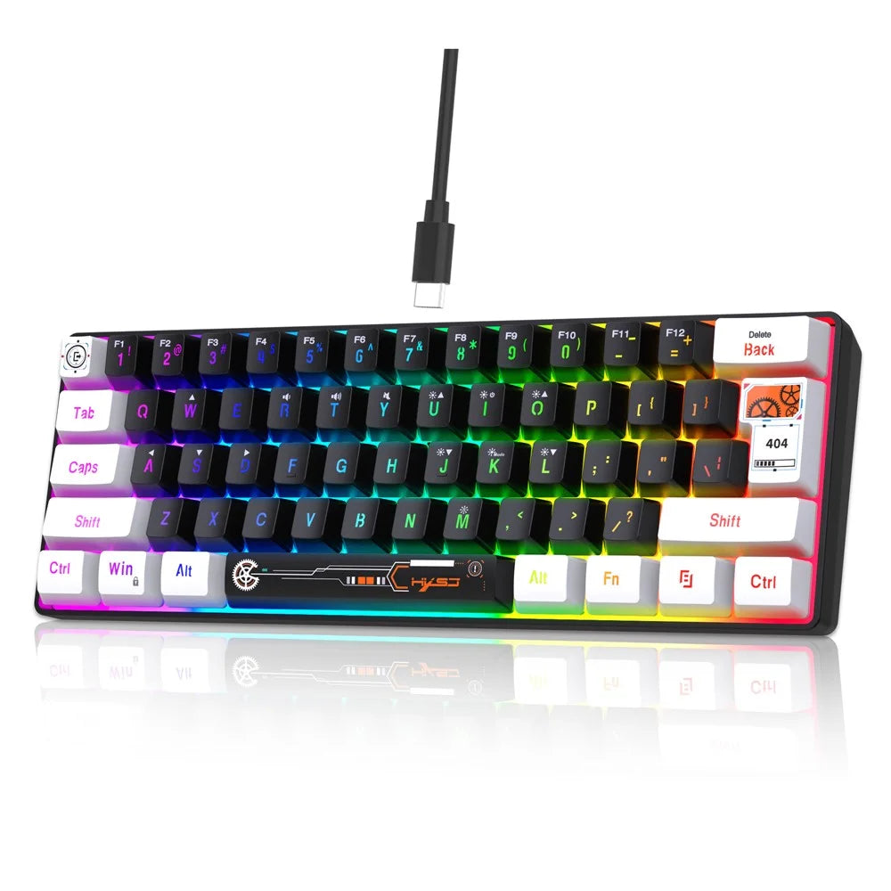 HXSJ V700 61 Keys Wired Keyboard with RGB Backlit for PC / Laptop Multimedia Control Gaming Keyboard - 1