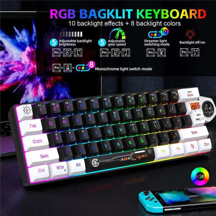 HXSJ V700 61 Keys Wired Keyboard with RGB Backlit for PC / Laptop Multimedia Control Gaming Keyboard - 3