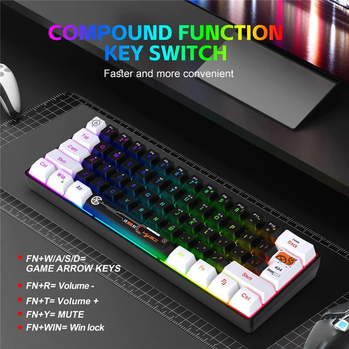 HXSJ V700 61 Keys Wired Keyboard with RGB Backlit for PC / Laptop Multimedia Control Gaming Keyboard - 4