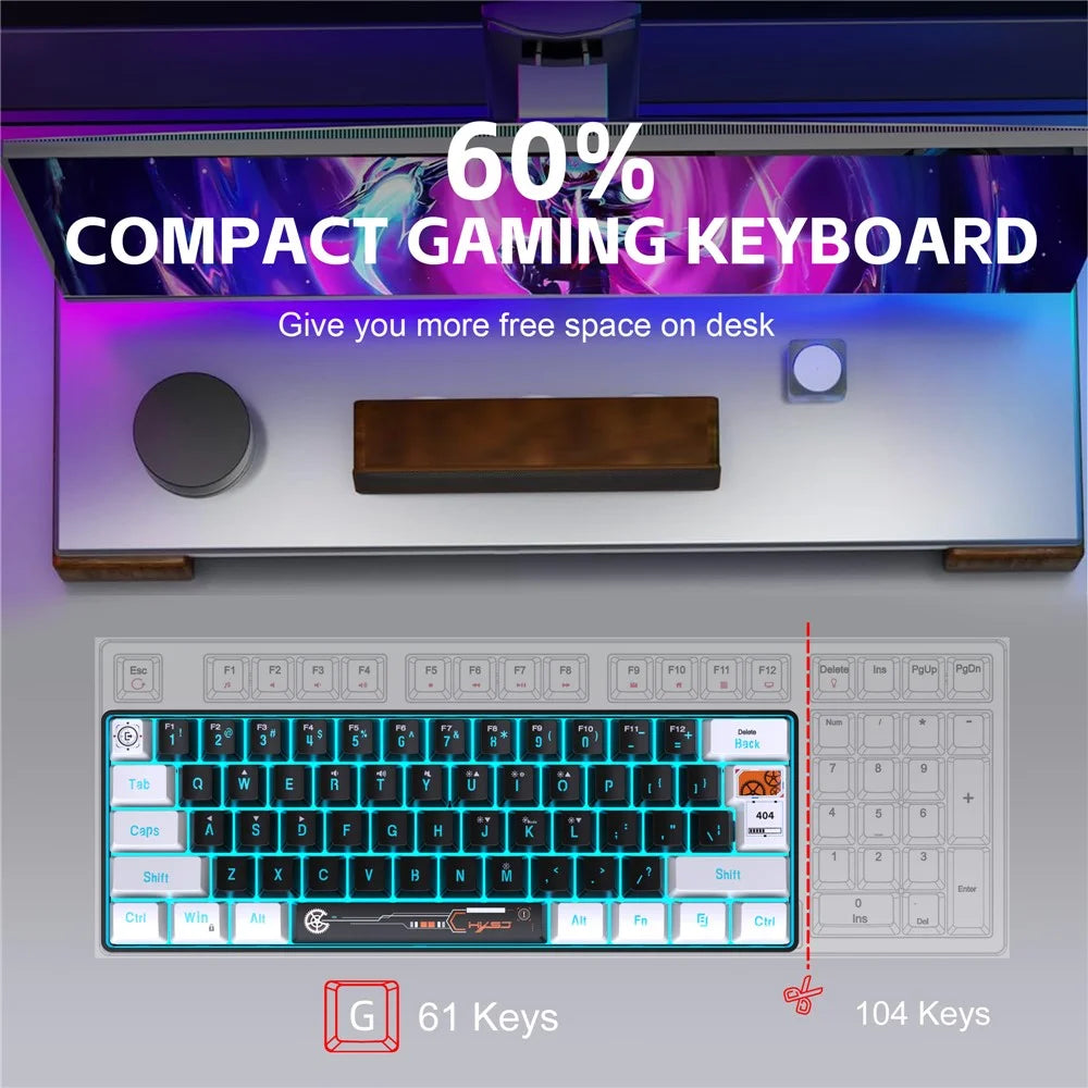 HXSJ V700 61 Keys Wired Keyboard with RGB Backlit for PC / Laptop Multimedia Control Gaming Keyboard - 5