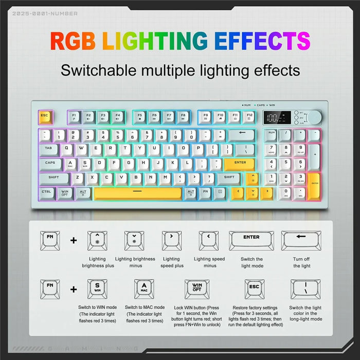 ONIKUMA G80 Gaming Keyboard 2.4G Wireless / Bluetooth-compatible / Wired Membrane Keys 3 Modes Keyboard with RGB Backlit - 7