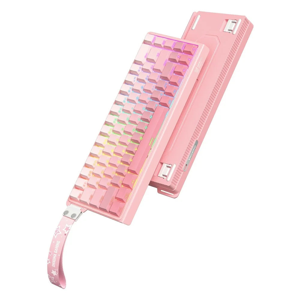 ONIKUMA G69 68 Keys Hot Swappable Keyboard for Mac / Windows / Android Magnetic Axis Gaming Keyboard with RGB Light - Pink - 2