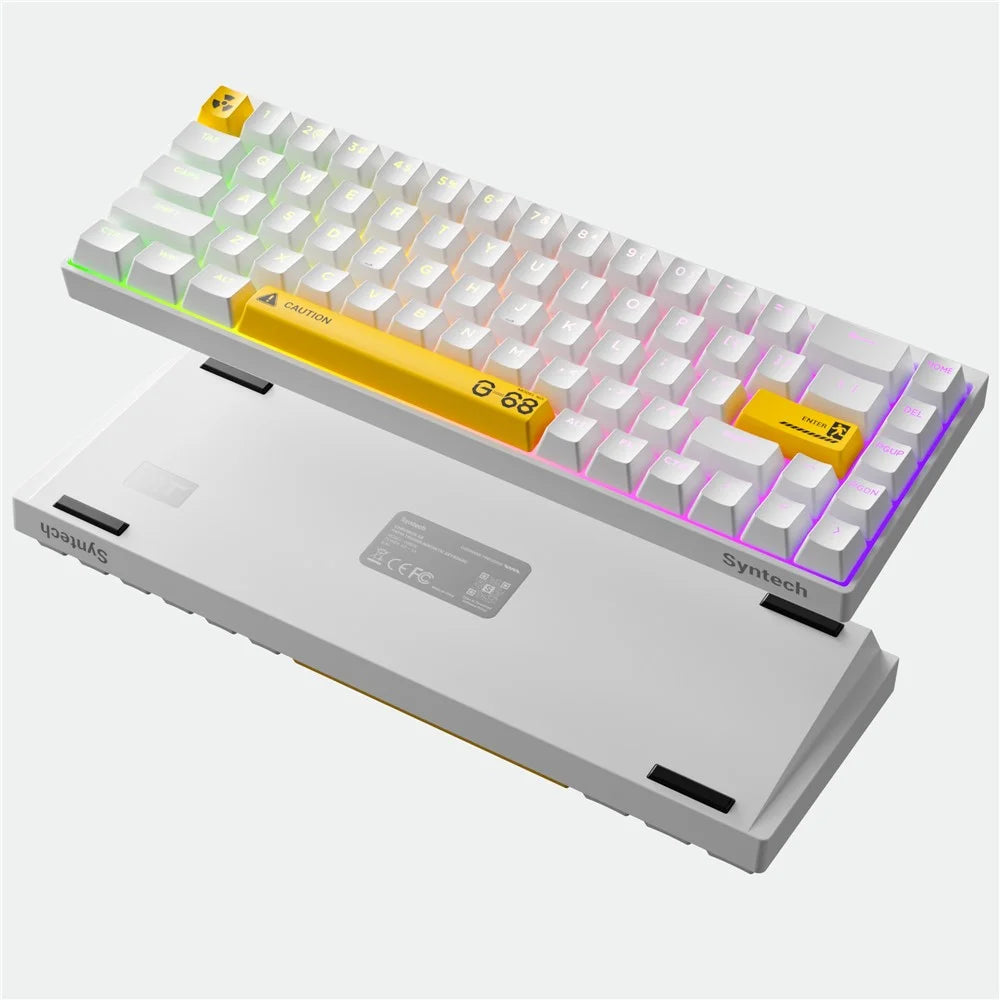 SYNTECH 68 Magnetic Gaming Keyboard Ergonomic Lightweight Wired Keyboard - White Yellow - 3