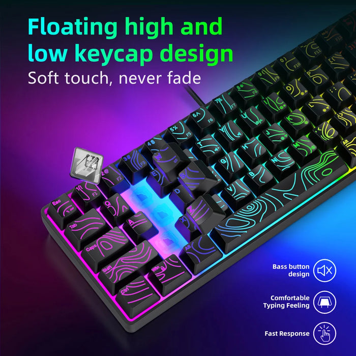 Y-FRUITFUL K401 61 Keys Gaming Keyboard with RGB Light 1.8m Wired Mechanical Keyboard for PC / Laptop - Black - 6