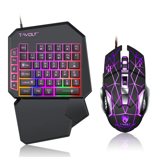 T-WOLF TF900 Gaming Keyboard 40 Keys One-Handed Mechanical Feel Programmable Keyboard with RGB Backlight for Left Hand - Black - 1