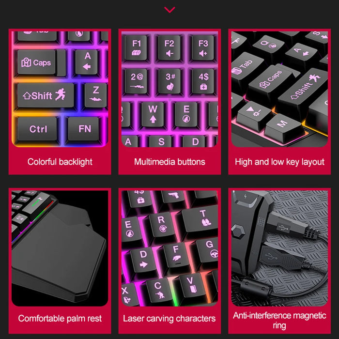 T-WOLF TF900 Gaming Keyboard 40 Keys One-Handed Mechanical Feel Programmable Keyboard with RGB Backlight for Left Hand - Black - 7