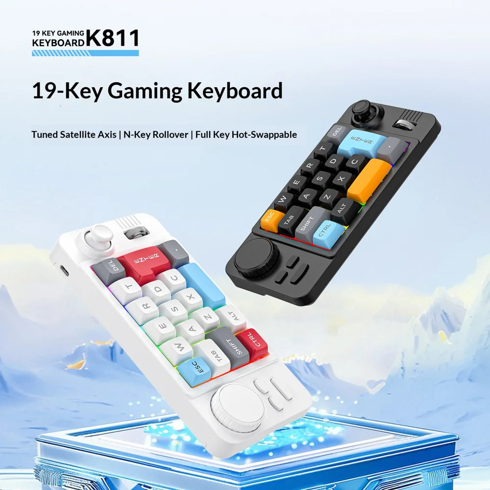 19-Key Hot-Swappable Mechanical Gaming Keyboard Wired Keyboard with RGB Backlit - Black - 3
