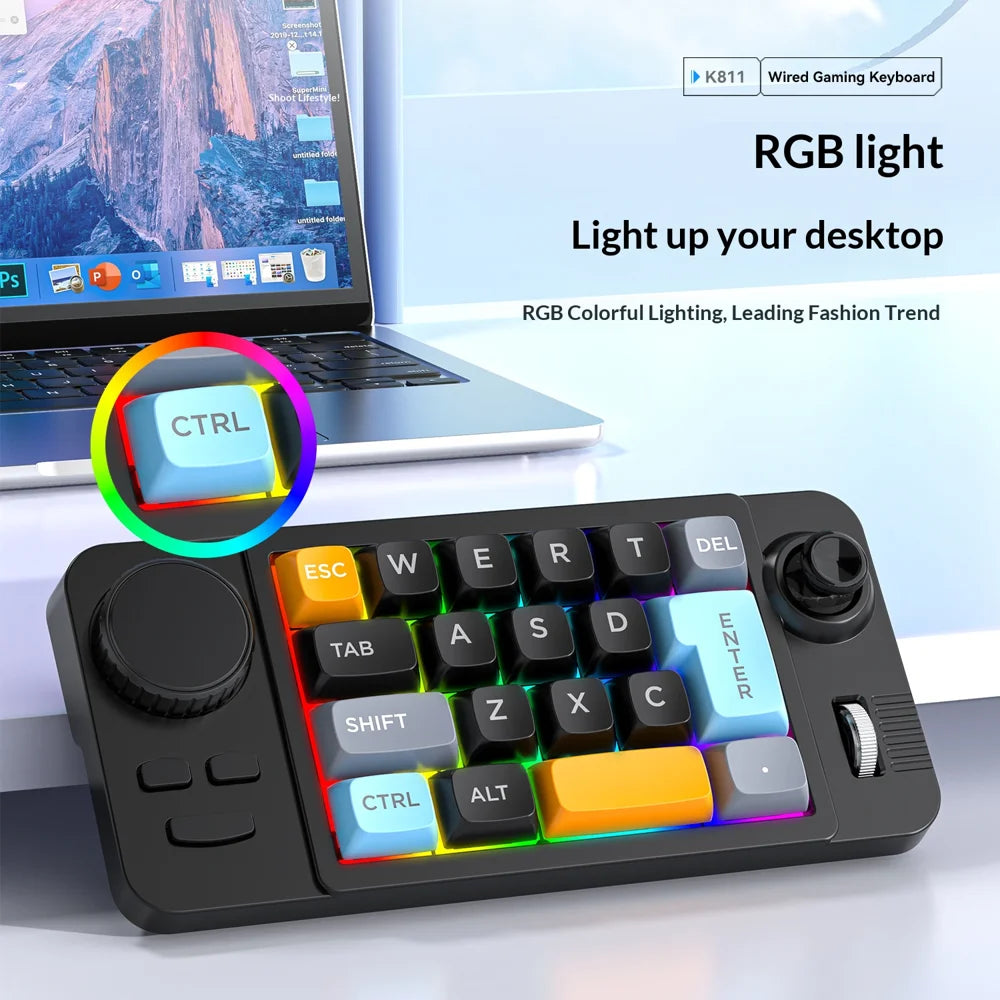19-Key Hot-Swappable Mechanical Gaming Keyboard Wired Keyboard with RGB Backlit - Black - 6