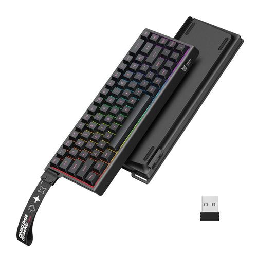 ONIKUMA MT603 68 Keys Mechanical Keyboard Three Modes 2.4GHz Wireless Gaming Keyboard - Black - 1