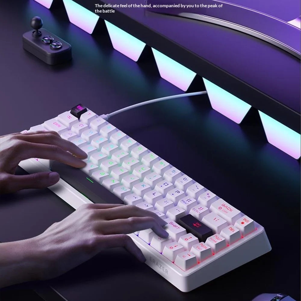 ERAZER MK68 68-Key Mechanical Keyboard Blue Red Switch RGB Backlit Type-C Wired Gaming Keyboard (Invested By Lenovo) - White - 3