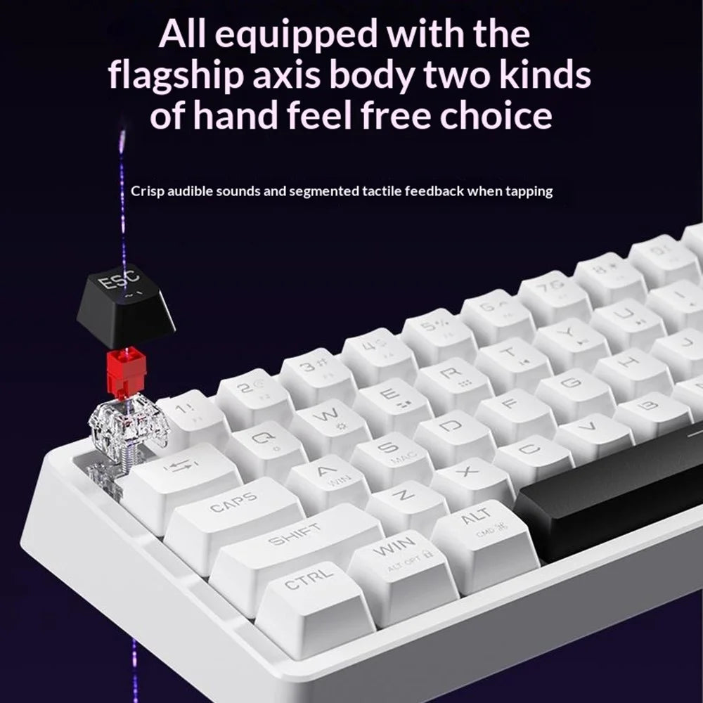 ERAZER MK68 68-Key Mechanical Keyboard Blue Red Switch RGB Backlit Type-C Wired Gaming Keyboard (Invested By Lenovo) - White - 5
