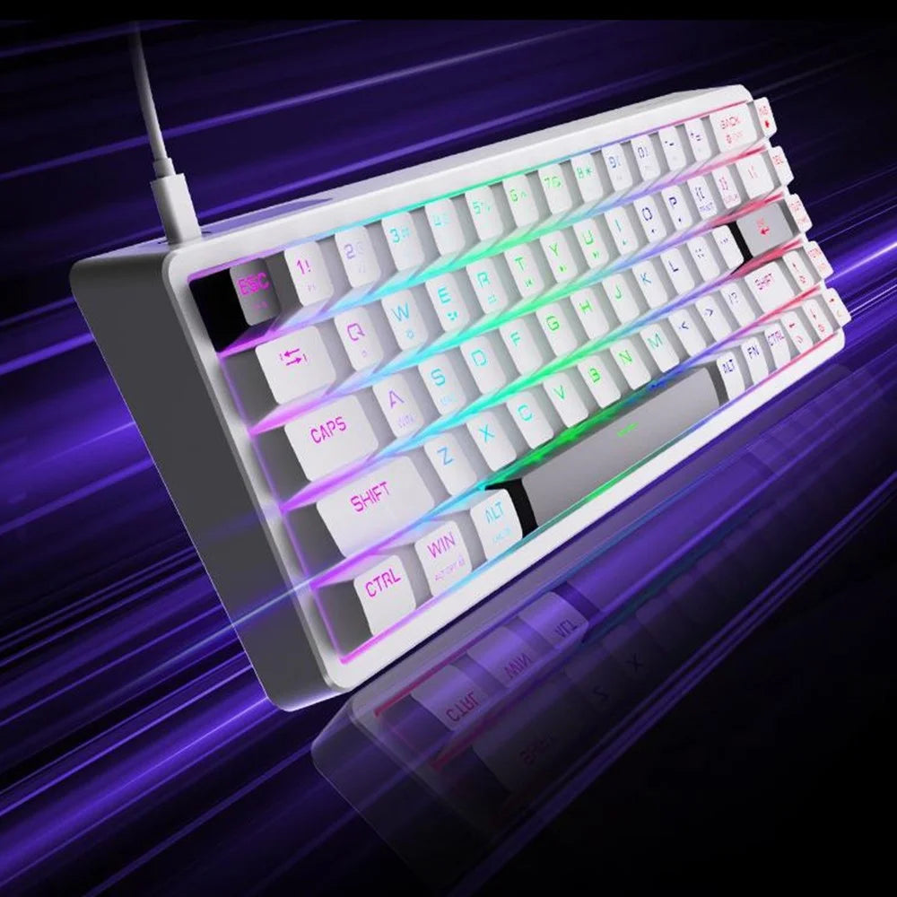 ERAZER MK68 68-Key Mechanical Keyboard Blue Red Switch RGB Backlit Type-C Wired Gaming Keyboard (Invested By Lenovo) - White - 7