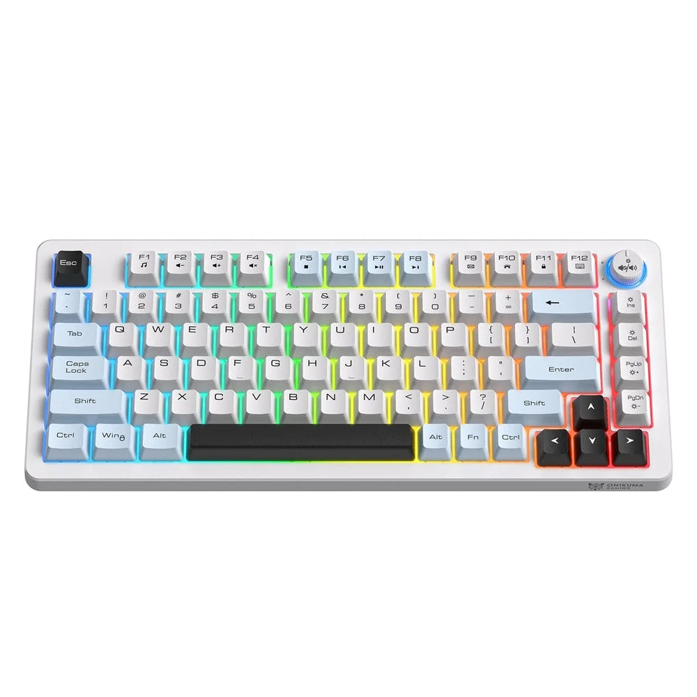 ONIKUMA MT501 81 Keys Gaming Keyboard 3-Mode Wireless 2.4G Bluetooth-compatible Type-C RGB Backlight PC Keyboard - White - 1