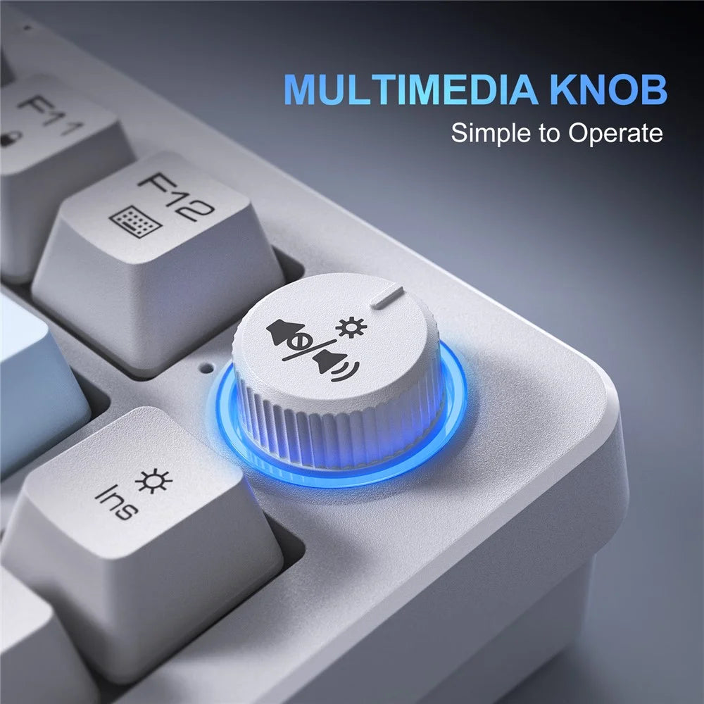 ONIKUMA MT501 81 Keys Gaming Keyboard 3-Mode Wireless 2.4G Bluetooth-compatible Type-C RGB Backlight PC Keyboard - White - 3