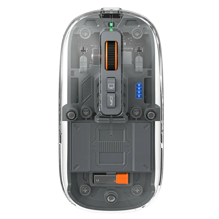 HXSJ MK781 Type-C Wireless 2.4G Bluetooth-compatible Keyboard Mouse Set 78 Keys Triple Mode Clear Shell Keyboard Mouse for Business - Grey Black - 3