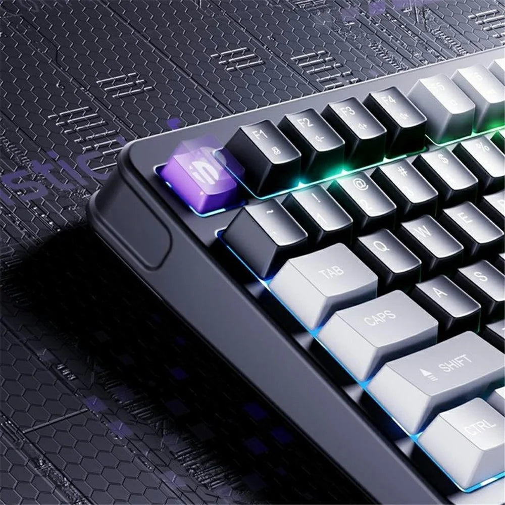 INPHIC V98PRO Wired Keyboard 98-Key Mechanical Feel Membrane Keyboard with RGB Backlit for Office Gaming - Black+Grey - 6