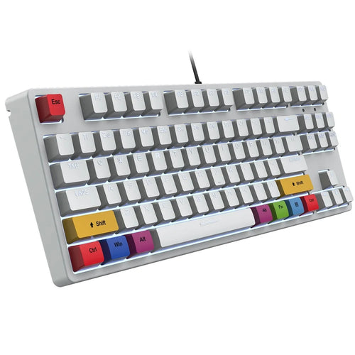 HXSJ L600 87-key Red Switches Wired Portable Keyboard Mechanical Gaming Keyboard with Backlit for Home Office - White - 1