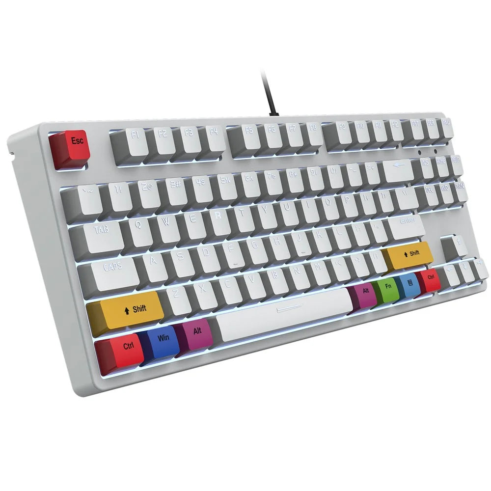 HXSJ L600 87-key Red Switches Wired Portable Keyboard Mechanical Gaming Keyboard with Backlit for Home Office - White - 1