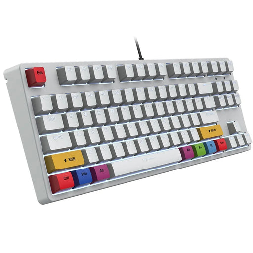 HXSJ L600 87-key Red Switches Wired Portable Keyboard Mechanical Gaming Keyboard with Backlit for Home Office - White - 1