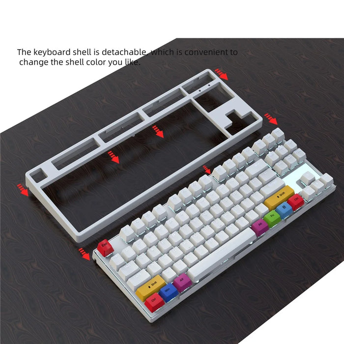 HXSJ L600 87-key Red Switches Wired Portable Keyboard Mechanical Gaming Keyboard with Backlit for Home Office - White - 4