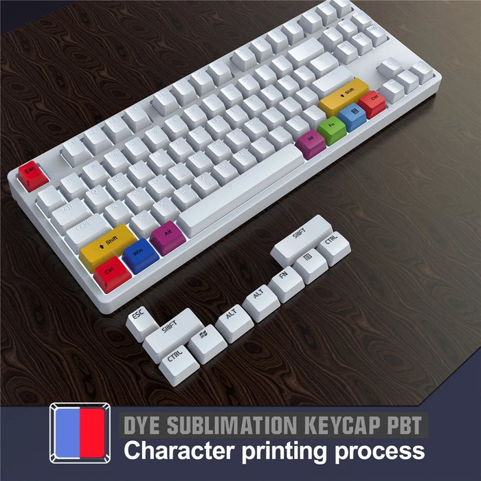 HXSJ L600 87-key Red Switches Wired Portable Keyboard Mechanical Gaming Keyboard with Backlit for Home Office - White - 6