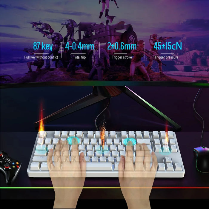 HXSJ L600 87-key Red Switches Wired Portable Keyboard Mechanical Gaming Keyboard with Backlit for Home Office - White - 7