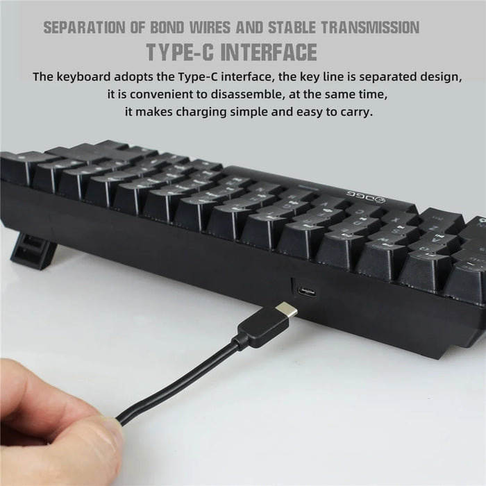 HXSJ V900 Wired 61 Keys Colorful Backlit Computer Laptop Home Office Gaming Blue Switch Mechanical Keyboard - Black - 6