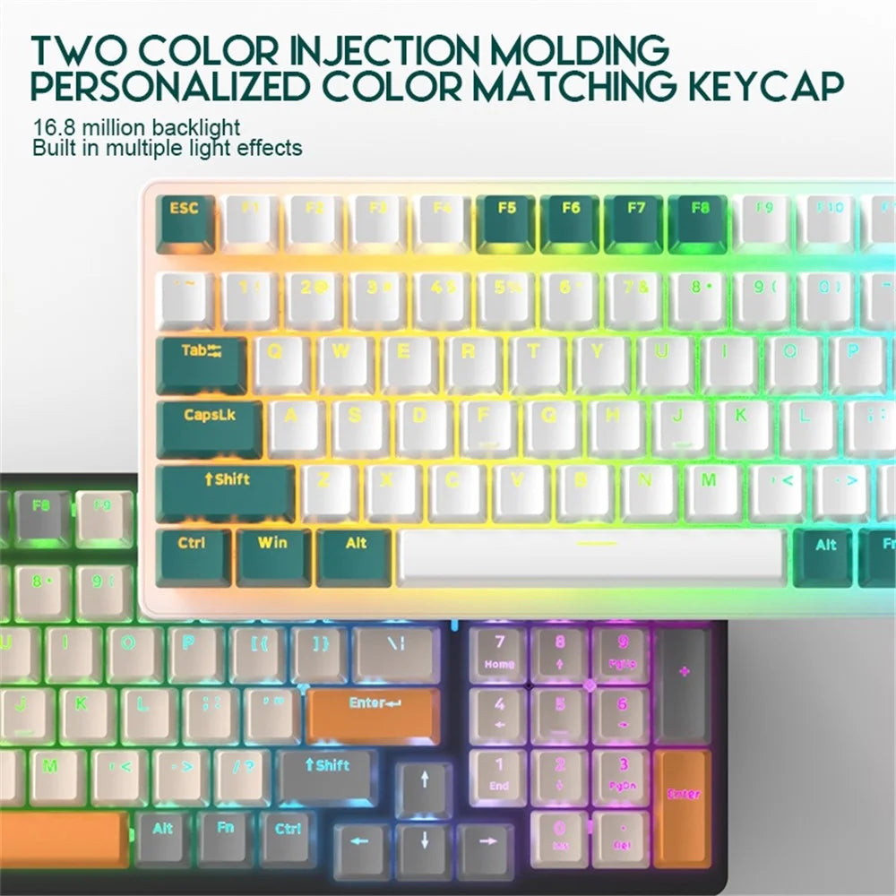 FREE WOLF K3 Mechanical Keyboard 100-Key Gaming Keyboard with Colorful Light Effects for Office Home Computers Laptops - Black Yellow/Blue Switch - 6