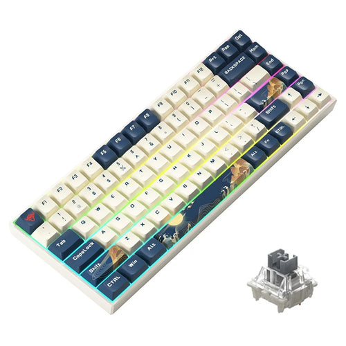 IBLANCOD K84 Rechargeable Bluetooth-compatible / Wired / Wireless Keyboard RGB Backlit 84-Key Mechanical Keyboard - Style A / Silver Switch - 1