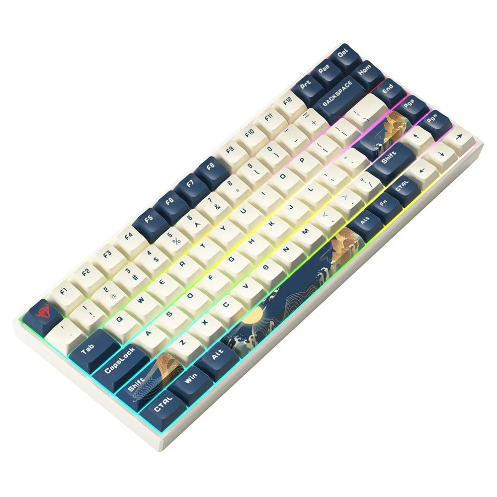 IBLANCOD K84 Rechargeable Bluetooth-compatible / Wired / Wireless Keyboard RGB Backlit 84-Key Mechanical Keyboard - Style A / Silver Switch - 2