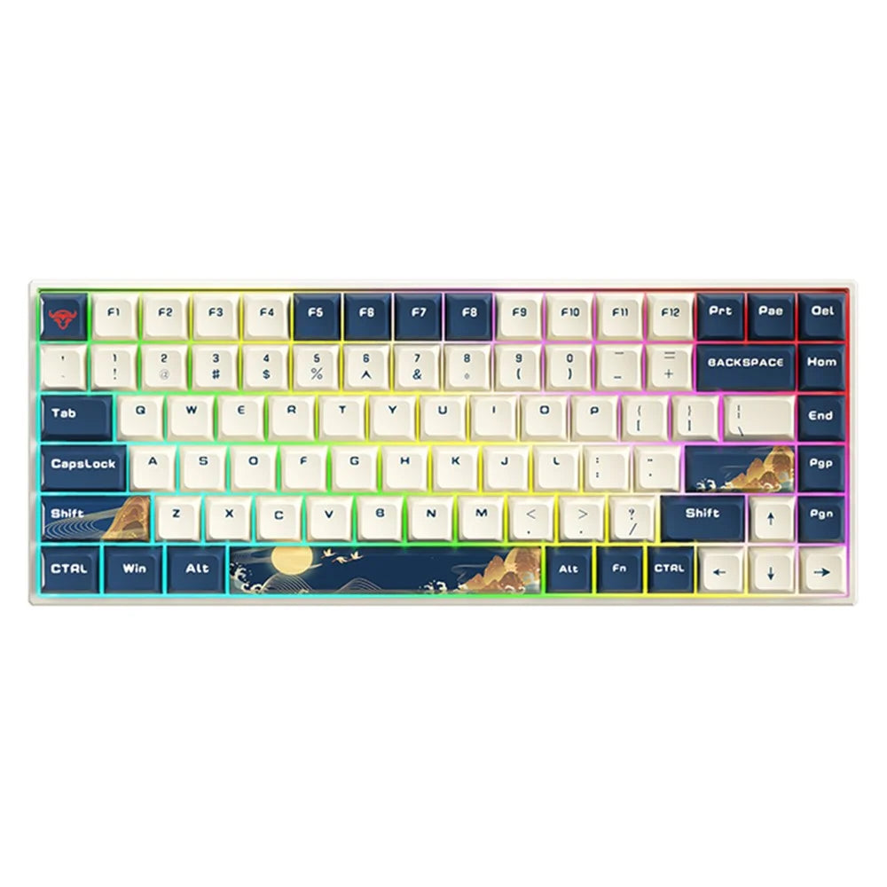IBLANCOD K84 Rechargeable Bluetooth-compatible / Wired / Wireless Keyboard RGB Backlit 84-Key Mechanical Keyboard - Style A / Silver Switch - 3