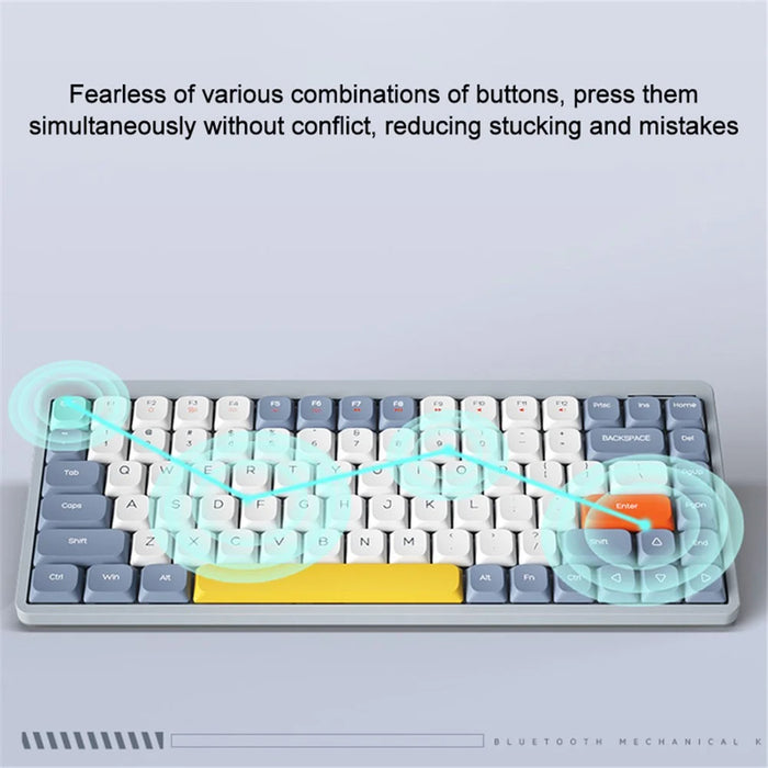 YK75 Rechargeable Bluetooth-compatible / Wired / 2.4G Wireless Keyboard Backlit Computer Mechanical Keyboard - Grey - 3