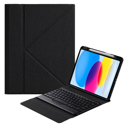 B10 For iPad (2025) / 10.9 (2022) Bluetooth-Compatible Keyboard Tablet Protective Case Stand Cover with Pen Slot - Black - 1