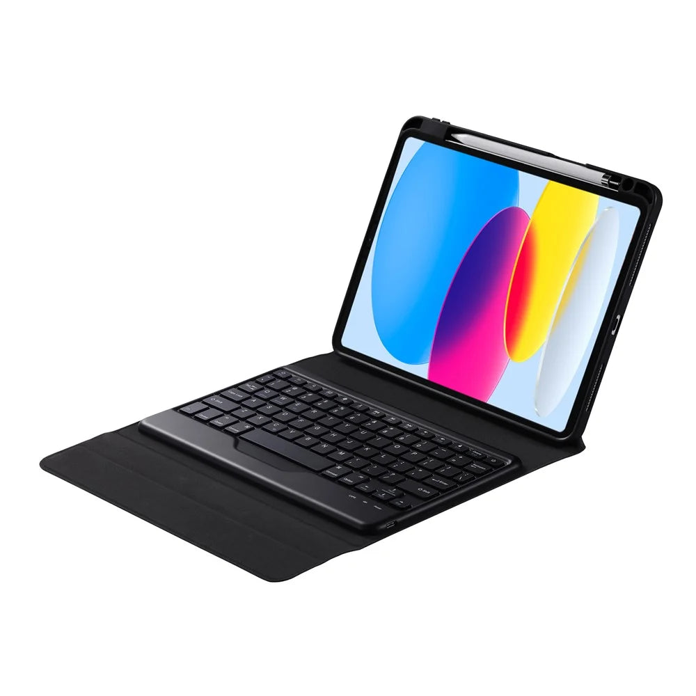 B10 For iPad (2025) / 10.9 (2022) Bluetooth-Compatible Keyboard Tablet Protective Case Stand Cover with Pen Slot - Black - 2