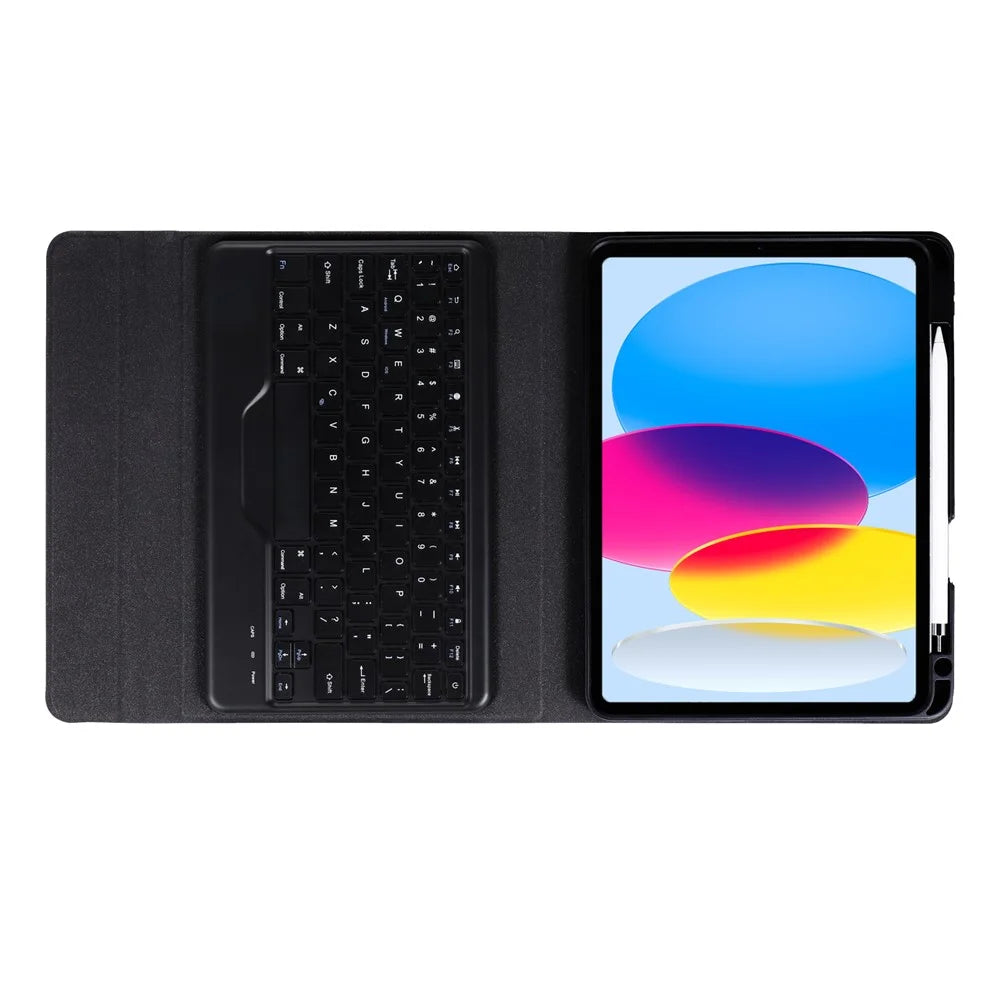 B10 For iPad (2025) / 10.9 (2022) Bluetooth-Compatible Keyboard Tablet Protective Case Stand Cover with Pen Slot - Black - 3