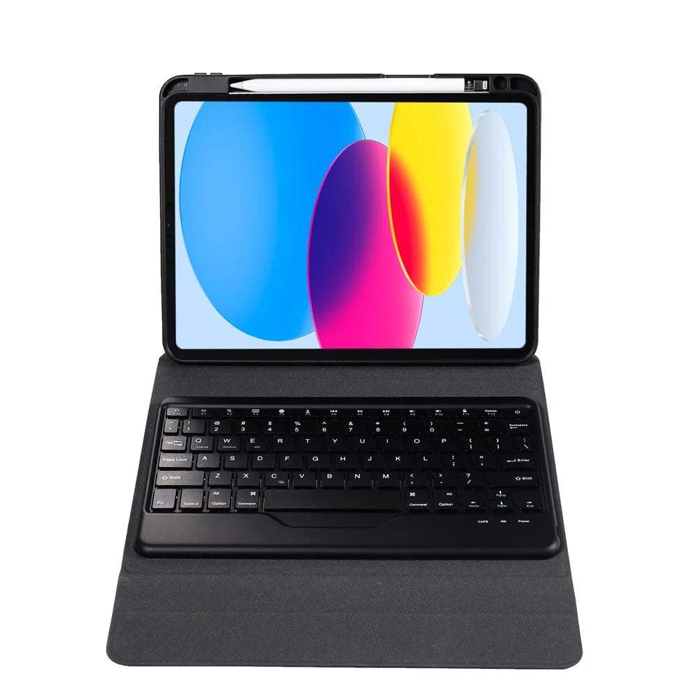 B10 For iPad (2025) / 10.9 (2022) Bluetooth-Compatible Keyboard Tablet Protective Case Stand Cover with Pen Slot - Black - 4