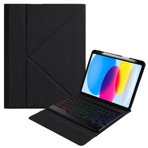 B10S For iPad (2025) / 10.9 (2022) Anti-Scratch Bluetooth-Compatible Keyboard Tablet Case Stand Cover with Pen Slot - Black - 1