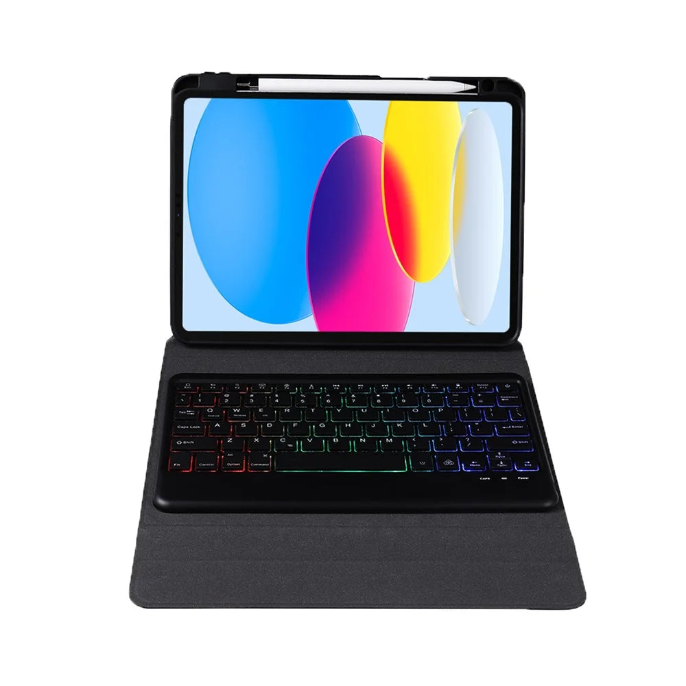 B10S For iPad (2025) / 10.9 (2022) Anti-Scratch Bluetooth-Compatible Keyboard Tablet Case Stand Cover with Pen Slot - Black - 3