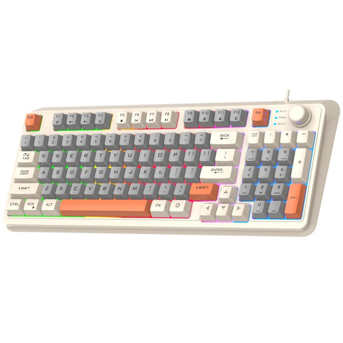 XUNFOX K82 94 Keys Gaming Wired Keyboard Mixed Color Backlit USB Keyboard with Kickstand - Bee - 1