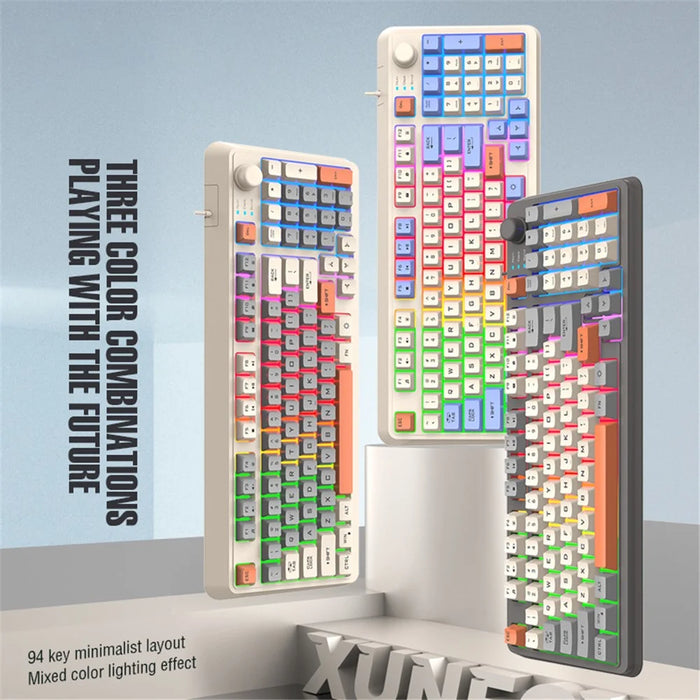 XUNFOX K82 94 Keys Gaming Wired Keyboard Mixed Color Backlit USB Keyboard with Kickstand - Bee - 5