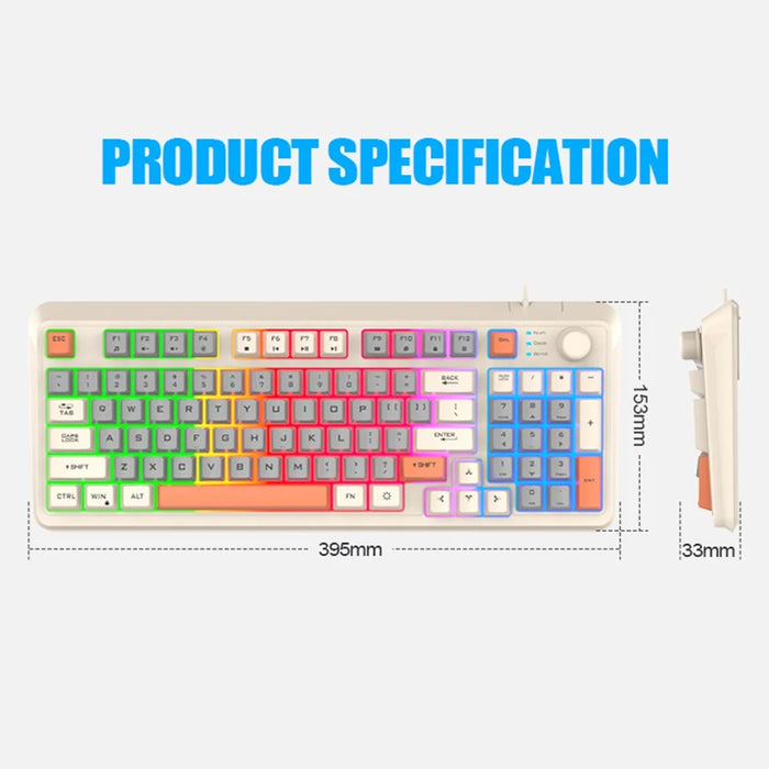 XUNFOX K82 94 Keys Gaming Wired Keyboard Mixed Color Backlit USB Keyboard with Kickstand - Bee - 7