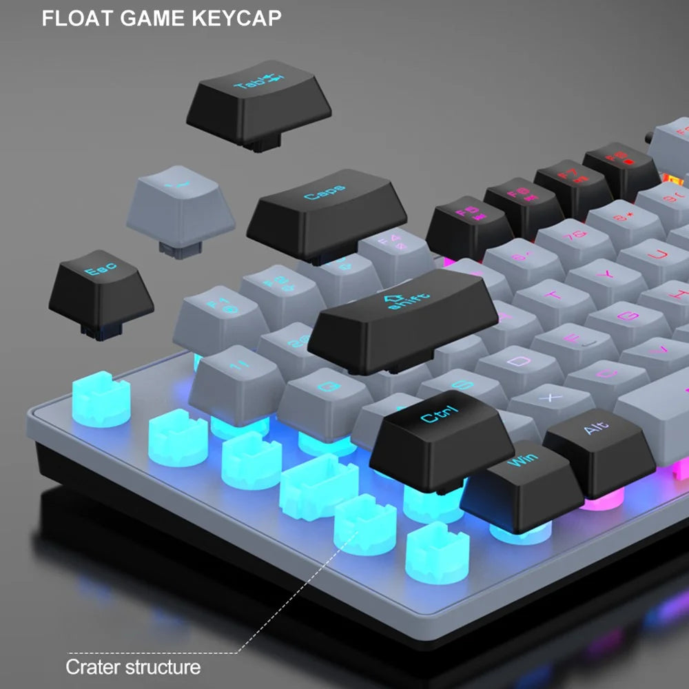 XUNFOX K10 USB Wired Mechanical Hand-Feel Keyboard 87 Keys Gamer Keyboard with Colorful Backlight - Black  /  Grey - 4