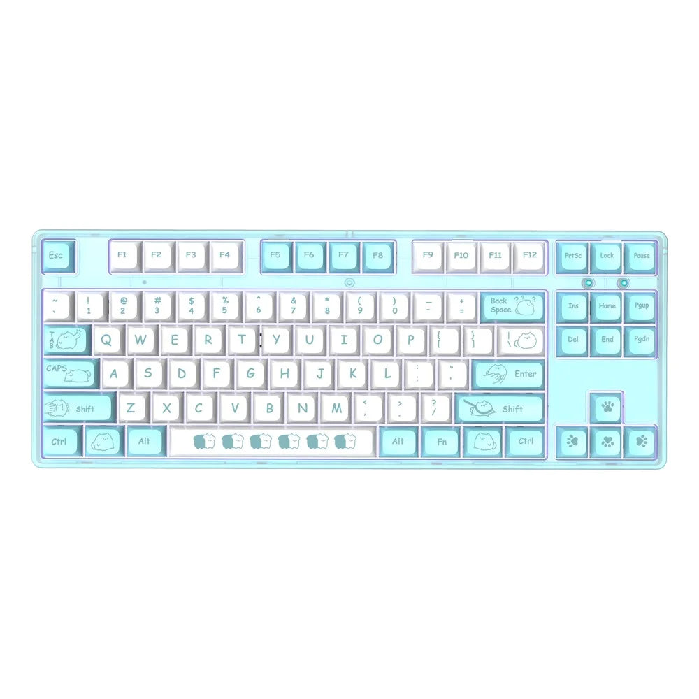 HXSJ L600 Cartoon Pattern 87-Key Mechanical Keyboard Ergonomic Wired Gaming Keyboard - Blue - 2