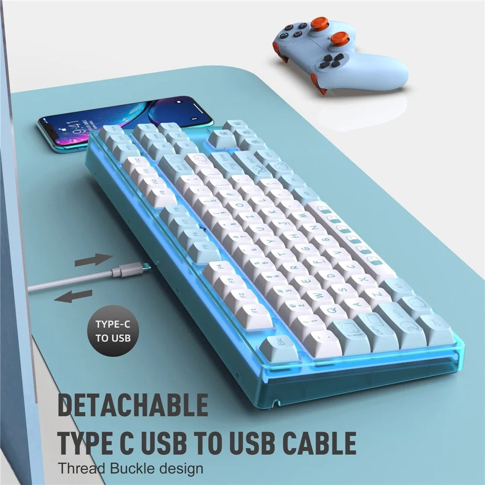 HXSJ L600 Cartoon Pattern 87-Key Mechanical Keyboard Ergonomic Wired Gaming Keyboard - Blue - 7